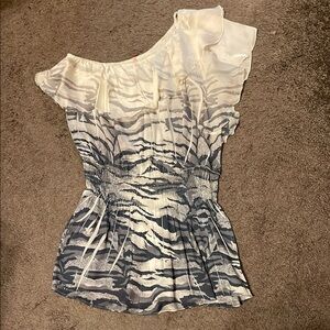 Chic One-Shoulder Zebra Print Blouse